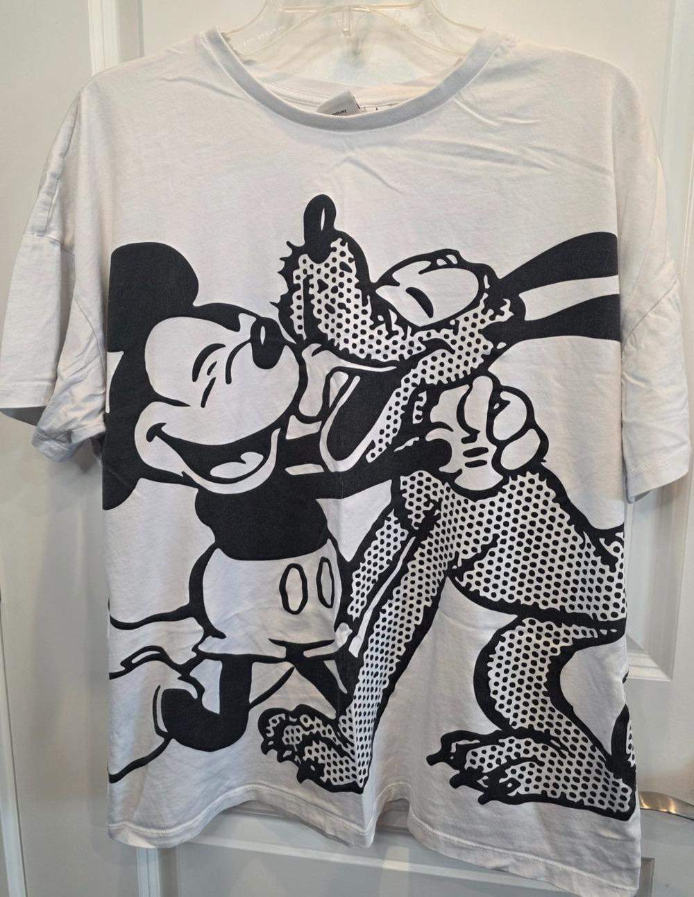 Disney Mickey Minnie Mouse Cartoon Graphic T-Shirt Womens L White Cotton Primark